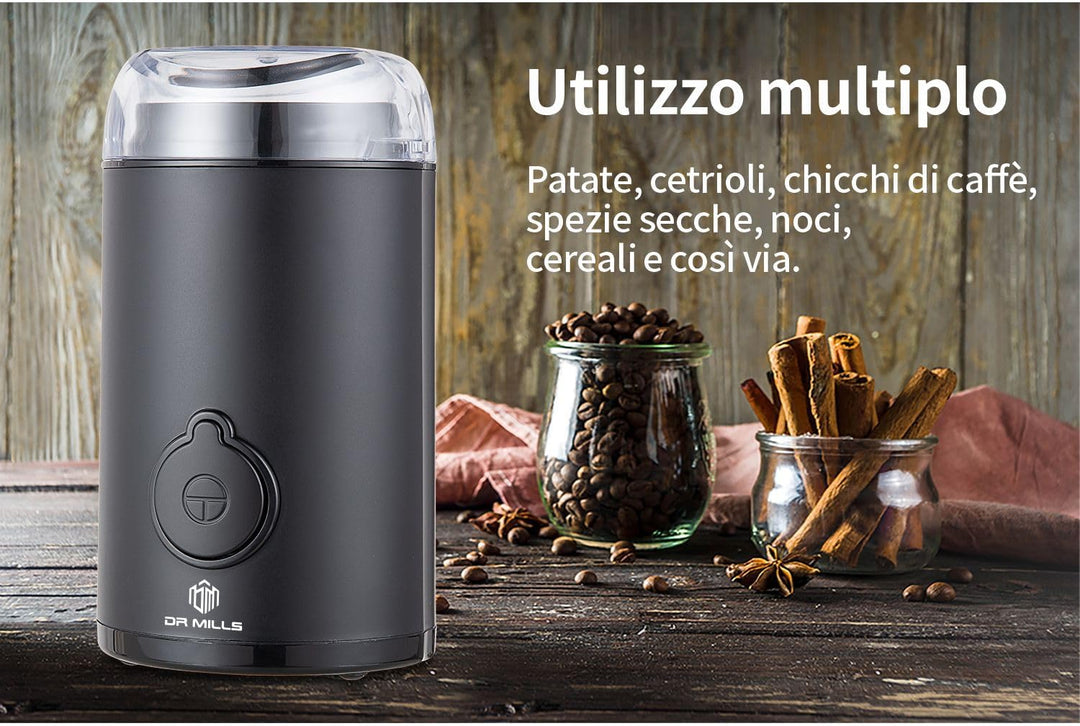 DR MILLS DM-7438 Elektrische Gewürz- und Kaffeemühle, Messer, Tasse bestehen aus SUS304 rostfreiem S