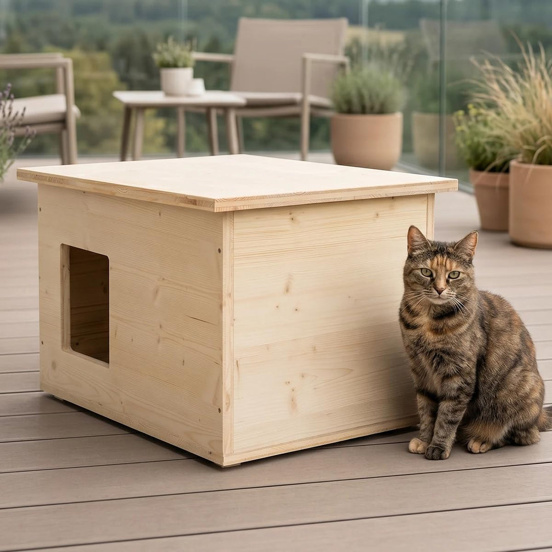 catcabin Katzenhaus für Draussen, Winterfest, Isoliert, Massivholz, Made in Germany, Outdoor Katzenh