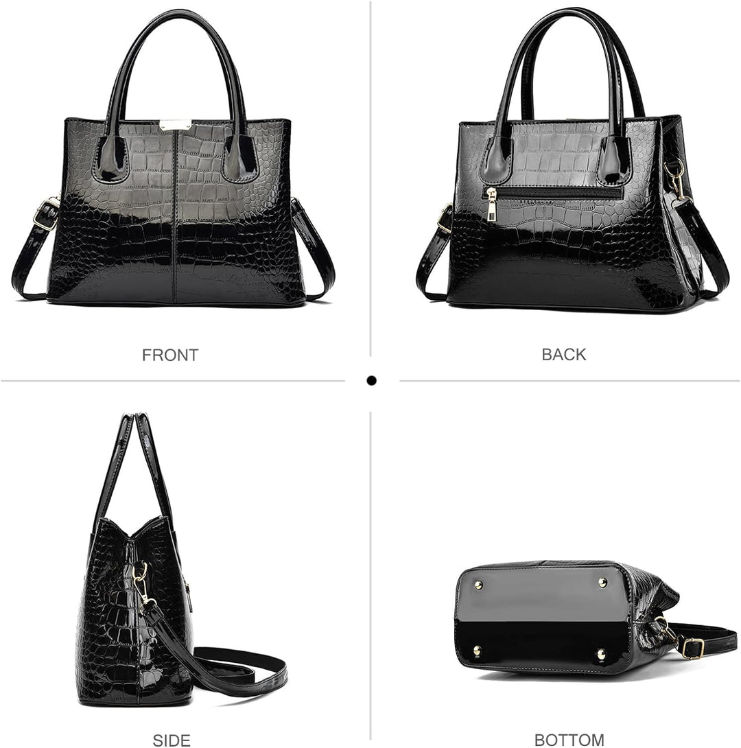 NICOLE &amp; DORIS Handtaschen Damen Mode Krokoprägung Henkeltasche Lackleder Handtasche Shopper Umhänge