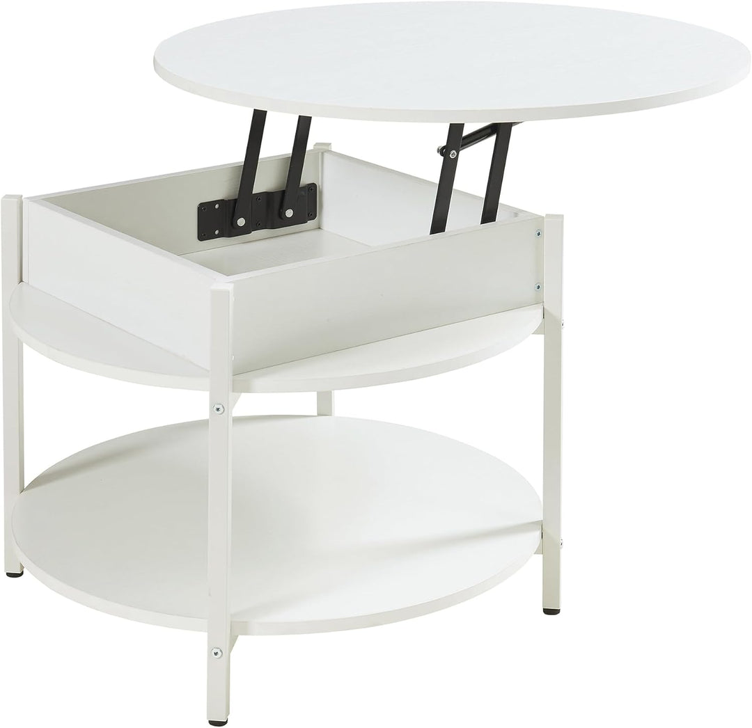 [en.casa] Couchtisch mit Hebeplatte rund Kandas Wohnzimmertisch mit Stauraum Ø70 x 49 cm Kleiner Tis