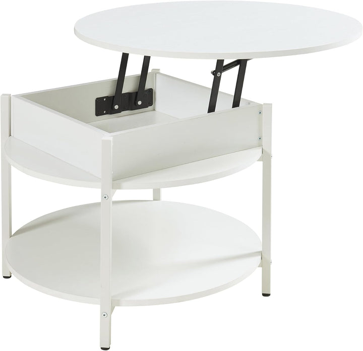 [en.casa] Couchtisch mit Hebeplatte rund Kandas Wohnzimmertisch mit Stauraum Ø70 x 49 cm Kleiner Tis
