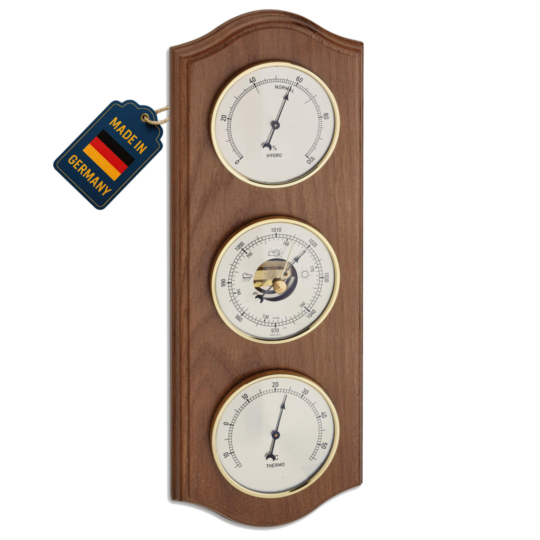TFA Dostmann Analoge Wetterstation, 20.1076.01b, innen, mit Barometer, Hygrometer, Thermomter, Eiche