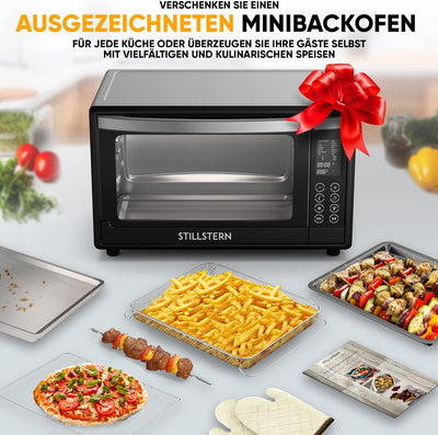 Stillstern Minibackofen mit Umluft (35L) Deutsche Version, 13 Programme, Zubehör: Backblech, Drehspi