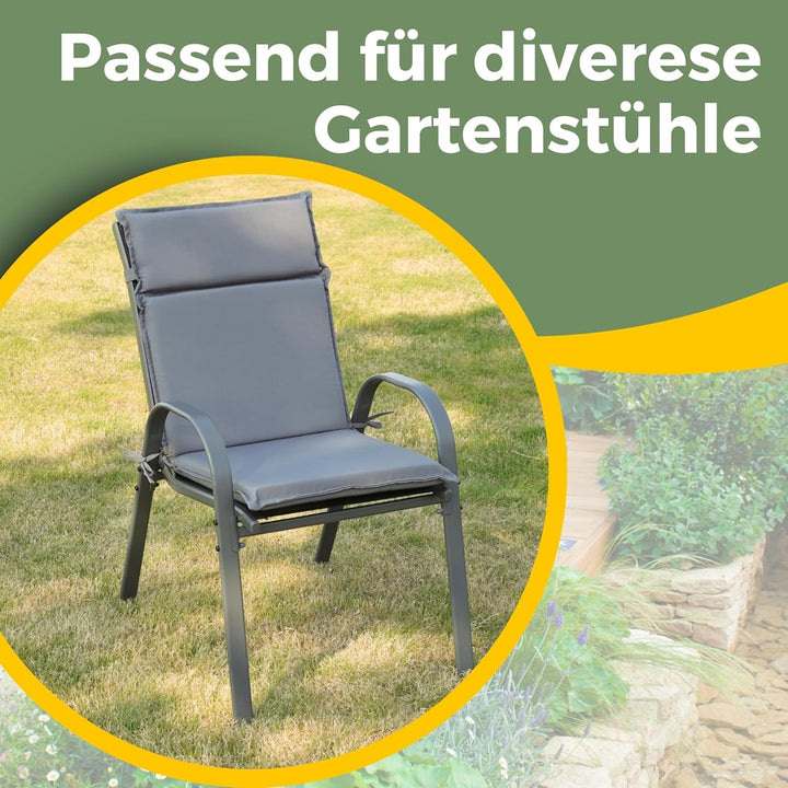ALBATROS Gartenstuhl Sitzauflage 4er Set Gartenstuhlauflagen Sitzpolster Sitzkissen Outdoor Anthrazi