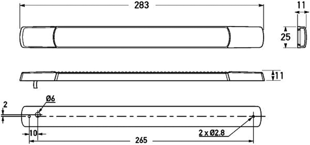 HELLA - LED-Rückfahrscheinwerfer - Strip Lamp - 24V - Anbau - für waagerechte Befestigung - Kabel: 2