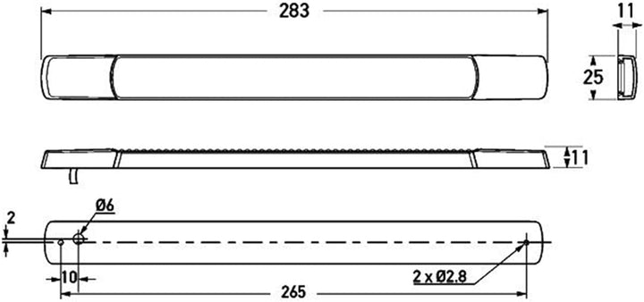 HELLA - LED-Rückfahrscheinwerfer - Strip Lamp - 24V - Anbau - für waagerechte Befestigung - Kabel: 2