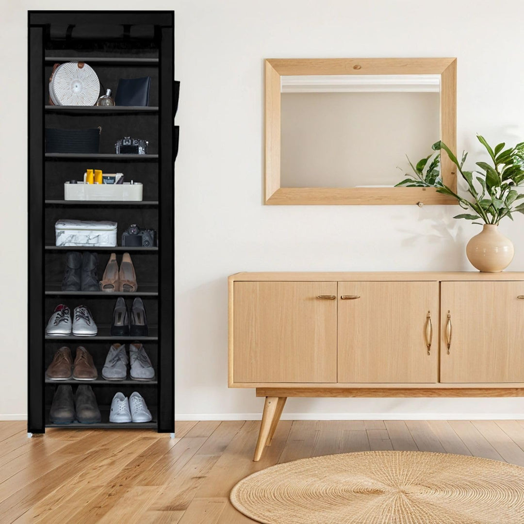 INTIRILIFE Faltschrank 170x58x28 cm in Raben SCHWARZ - mit Reissverschluss Stoffschrank Kleiderschra