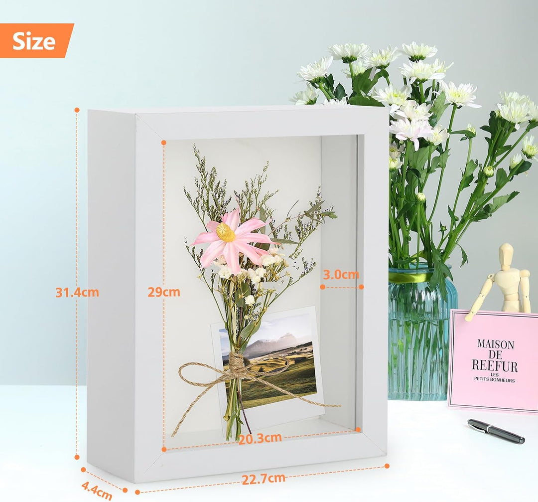 2er 3D Bilderrahmen zum Befüllen, A4 3D Bilderrahmen Tiefer Objektrahmen 20 x 30 cm mit Transparente