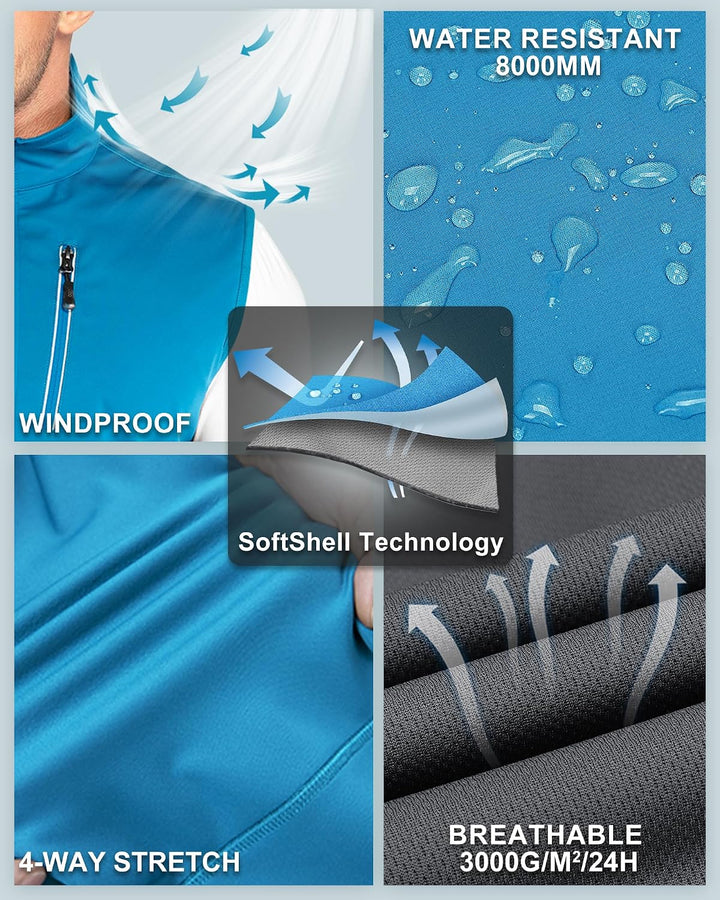 33,000ft Leichte Softshell Weste für Herren, Wasserdichte Winddichte Laufweste, Atmungsaktive Vest G