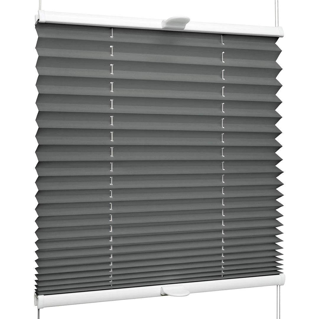 SchattenFreude Klemmfix-Plissee für Fenster | Mit Klemm-Haltern | Ohne Bohren | Anthrazit, Breite: 3
