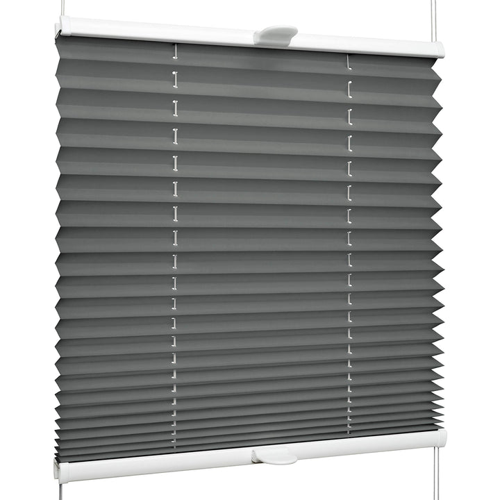 SchattenFreude Klemmfix-Plissee für Fenster | Mit Klemm-Haltern | Ohne Bohren | Anthrazit, Breite: 3