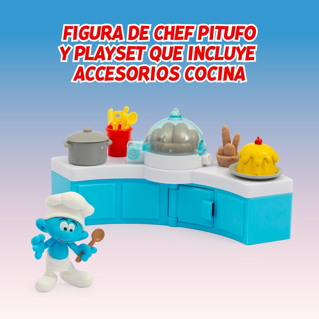 Giochi Preziosi Die Schlümpfe, Schlumpfkoch-Mini-Spielset mit Küche und Zubehör, enthält Exklusive 5
