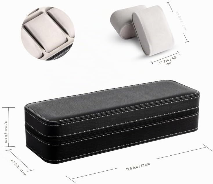 OSVINO Uhrenbox 6 Uhren Herren Schwarz Uhrenkasten Uhrenkissen aus Samt, Reise Schmuckkästchen Uhren