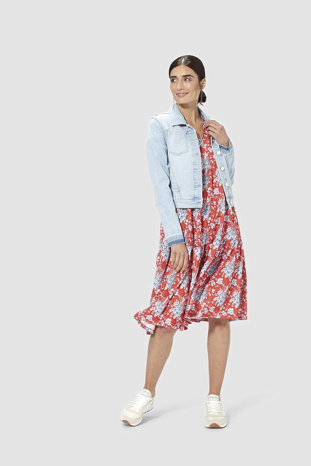 rich&royal Damen Dress Printed Kleid XS Rot (Summer Red 568), XS Rot (Summer Red 568)