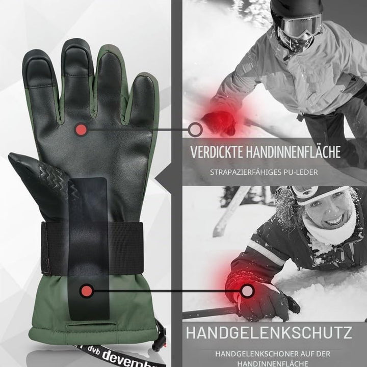 devembr Skihandschuhe mit Handgelenkschützern, Warme Snowboardhandschuhe für Herren und Damen (XS/S/