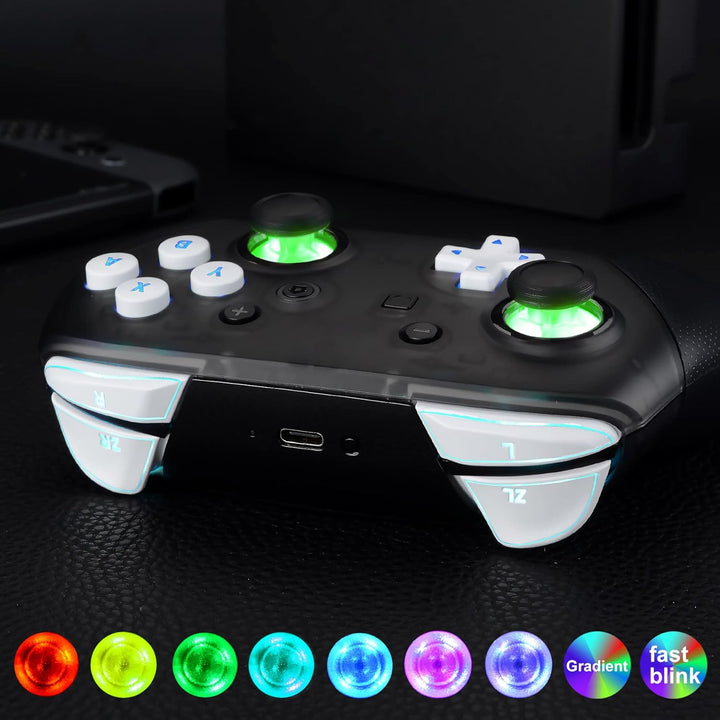 eXtremeRate DTFS LED Tasten Set für Switch pro Controller, 9 Farb-Modi 6 Separat-Tasten-Bereiche Con