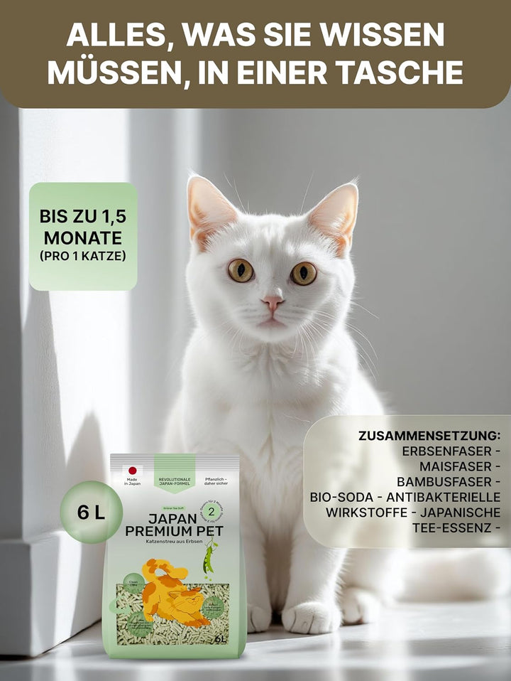 Tofu Katzenstreu aus Grünen Erbsen | Spülbar &amp; Klumpend | Antibakteriell | Geruchskontrolle &amp; Staubf