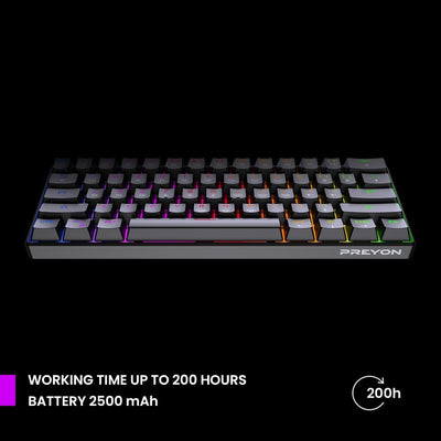PREYON Red All Claw Gaming tastatur mit USB C, Bluetooth, 2.4 GHz - Mechanische Tastatur mit Hinterg