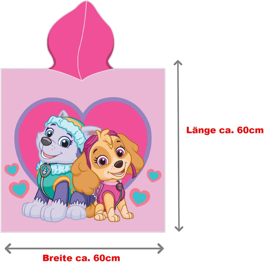 Paw Patrol Kinder Kapuzen Bade-Poncho Girl's Rosa 60x120 cm 100% Baumwolle Veloursqualität Poncho Ba