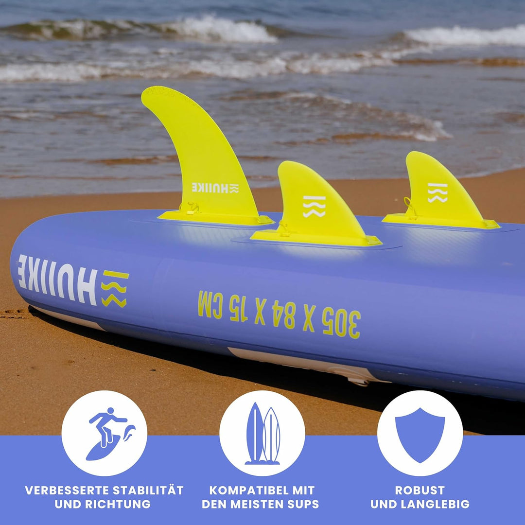 HUIIKE Sup Finne Stand Up Paddle 3 Stück Abnehmbare Ersatz Finne Sup mit Sicherheitsschloss, Stand U