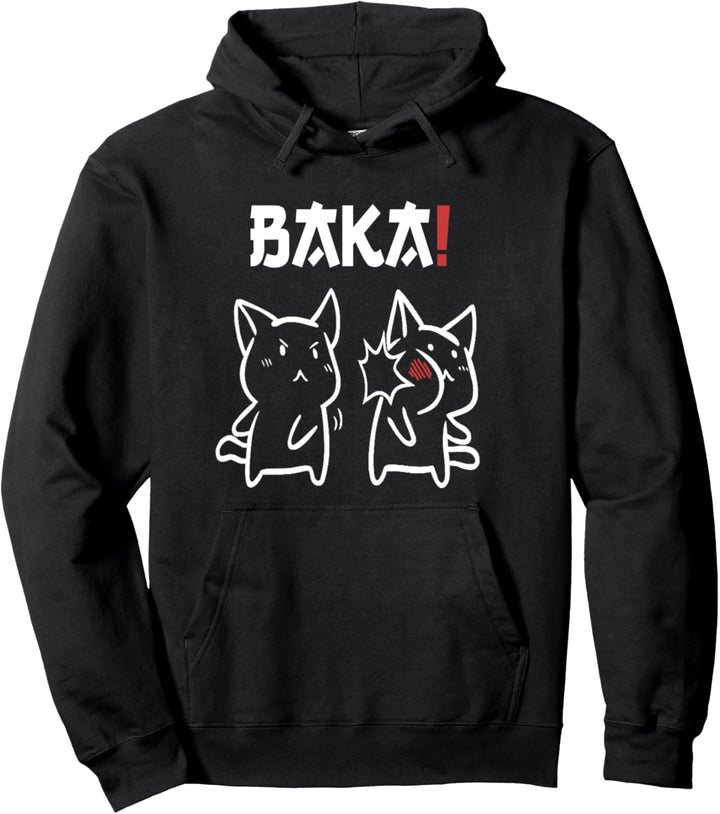 Lustiges Japan Baka Katze Ohrfeigen Anime und Manga Pullover Hoodie