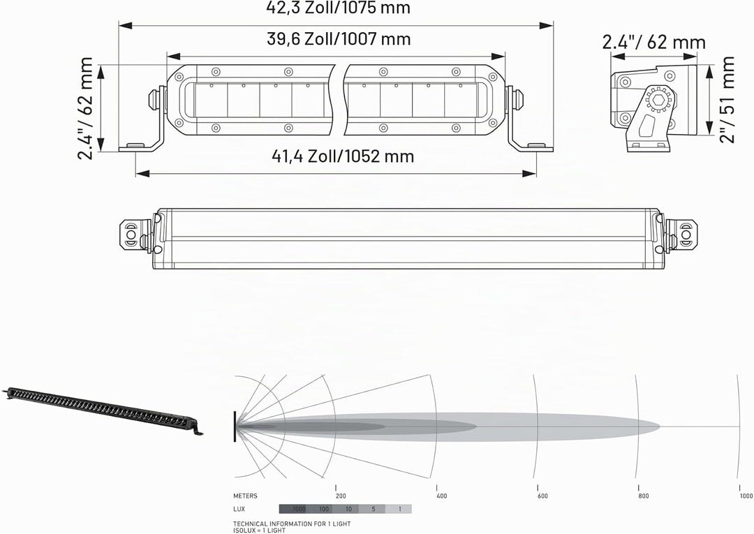 HELLA 1GJ 358 197-321 LED-Arbeitsscheinwerfer - Black Magic Slim Lightbar 40" - 12/24V - schlank - 1