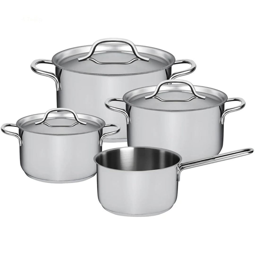 Sola Mirage Topfset Induktion - 4 Teilig, Kochtopf set mit Deckel - 18/10 Silberweissem Edelstahl -