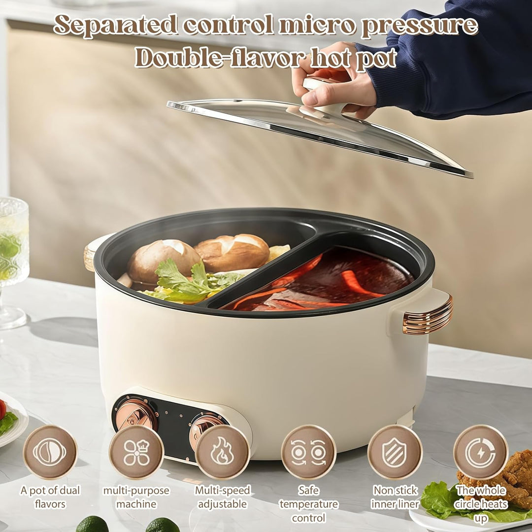 Hot Pot Olla Eléctrica, 5.5L Hot Pot, 1700W Multifuncional Antiadherente con Calefacción Rápida & Do