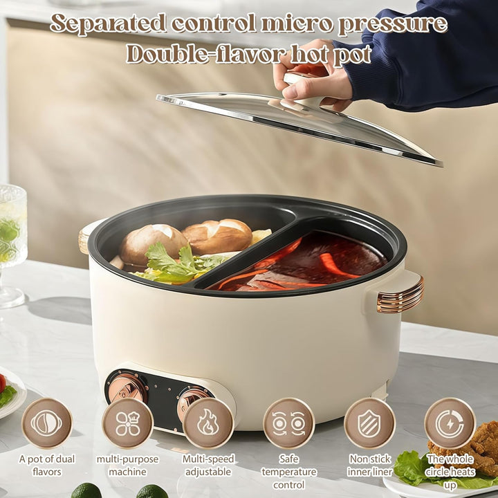 Hot Pot Olla Eléctrica, 5.5L Hot Pot, 1700W Multifuncional Antiadherente con Calefacción Rápida & Do