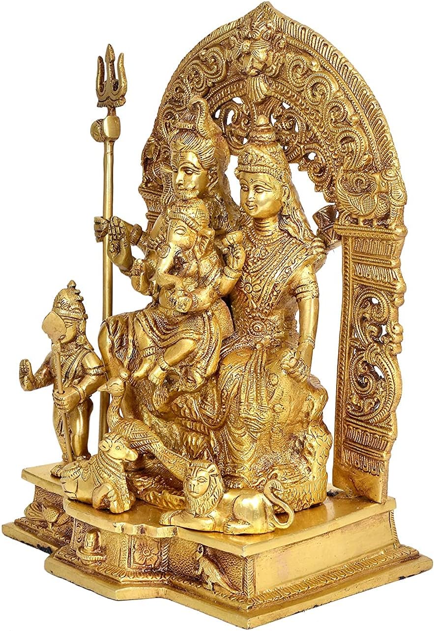 AONA Shiv Parivar Messing Pooja Idol/Messing Made Shiv Parivar/Shiv Parvati Ganesh Idol für Glück, E