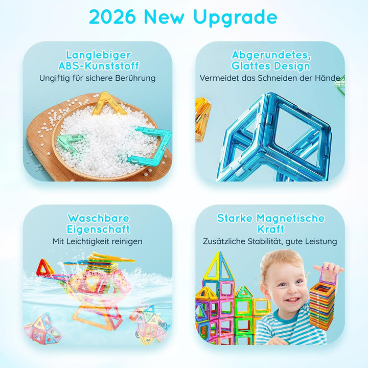 Assark 98pcs Magnetische Bausteine, Castle Magnetblöcke Konstruktion Bauen Blöcke Set für Kinder Spi
