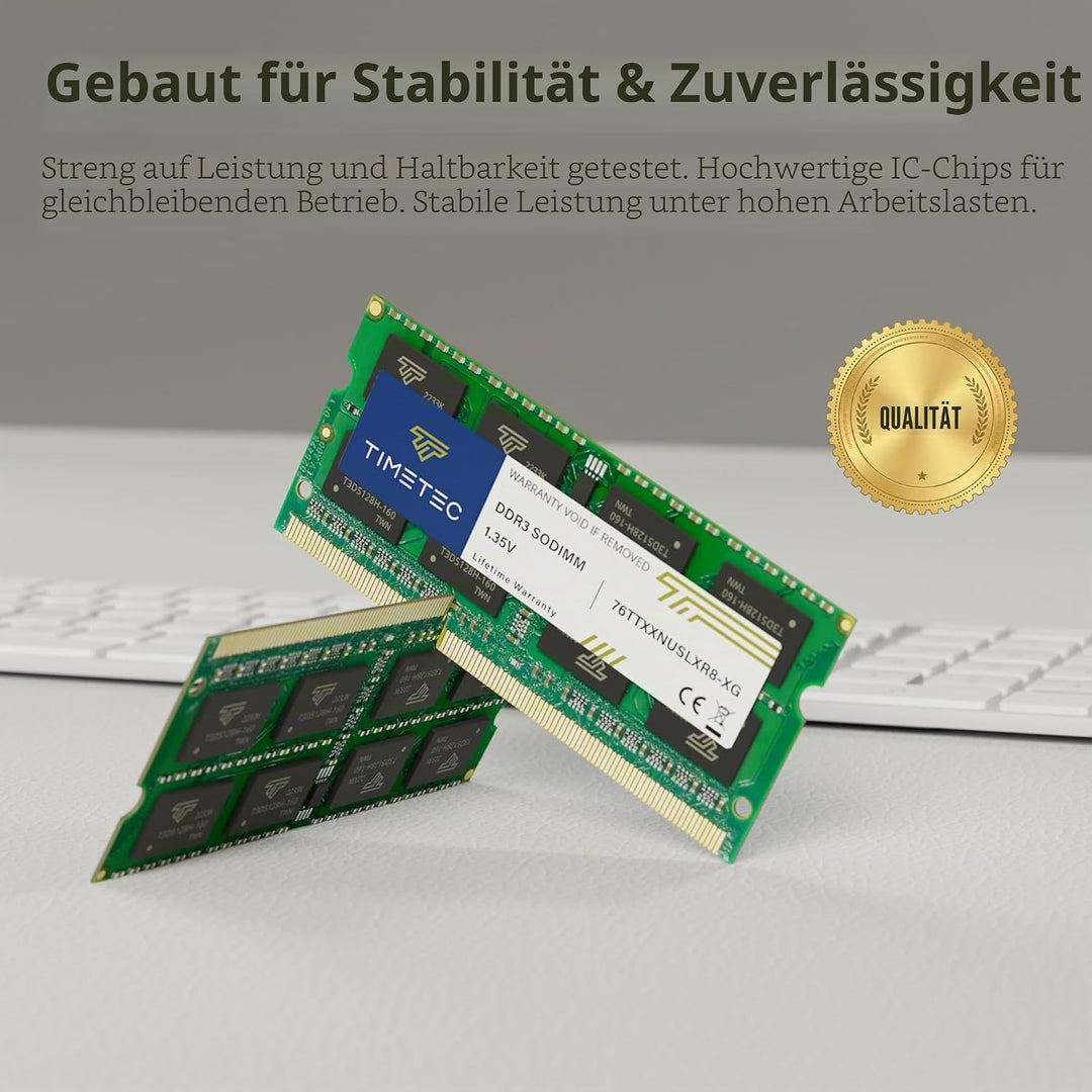 Timetec 32GB KIT(4x8GB) DDR3 / DDR3L 1333 MHz PC3-10600 Non-ECC Ungepuffert 1,5 V / 1,35 V CL9 2Rx8
