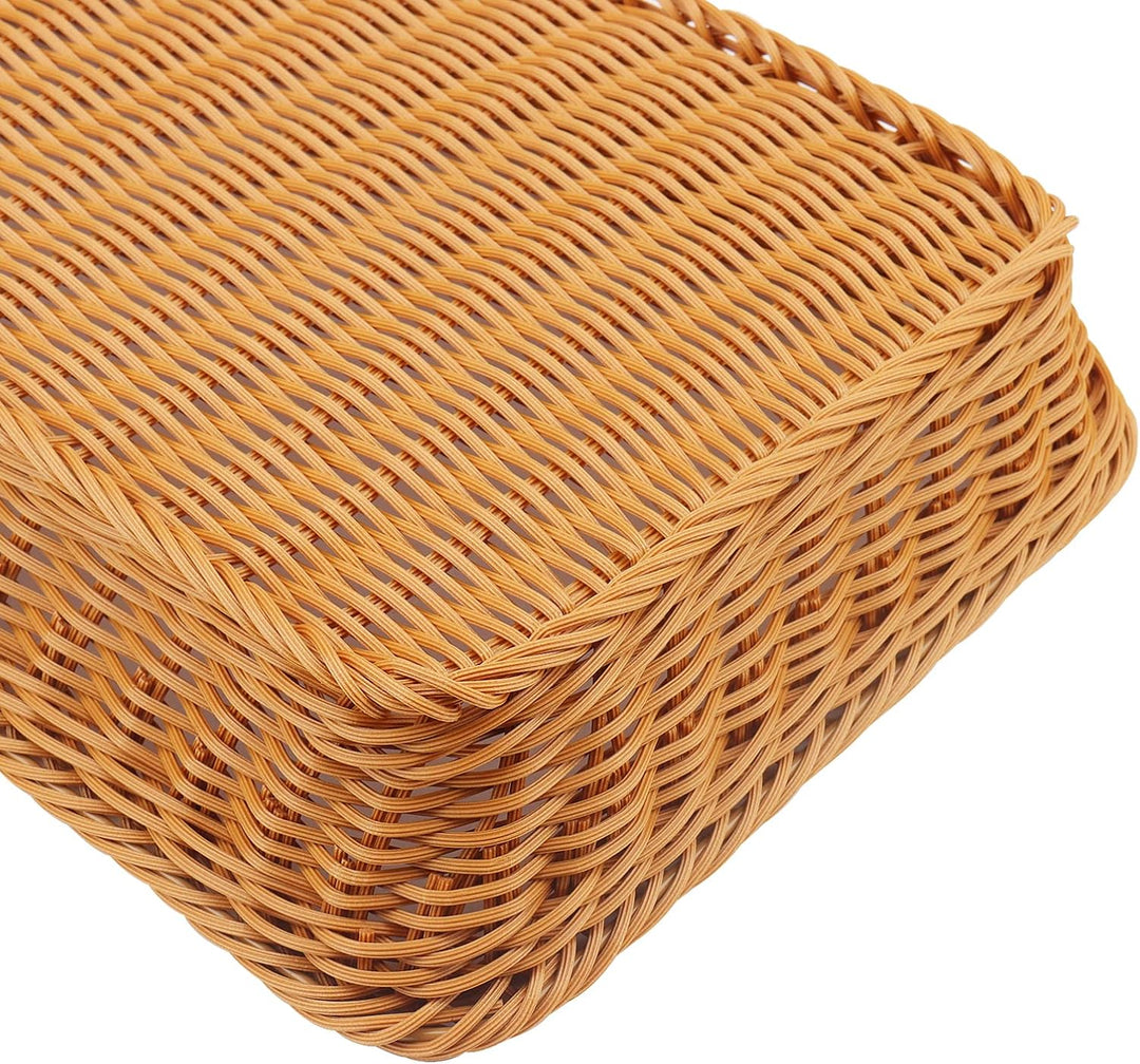 2 Stück Brotkorb Geflochten Rechteckig, 35x25x7,5cm Poly Weidenkorb Brotkorb Geflochten Weide, Resta