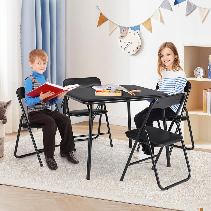 Garvee Platzsparendes, faltbares Kindertisch-Set – Robuster Metallrahmen, Bequeme Lederpolsterung, i