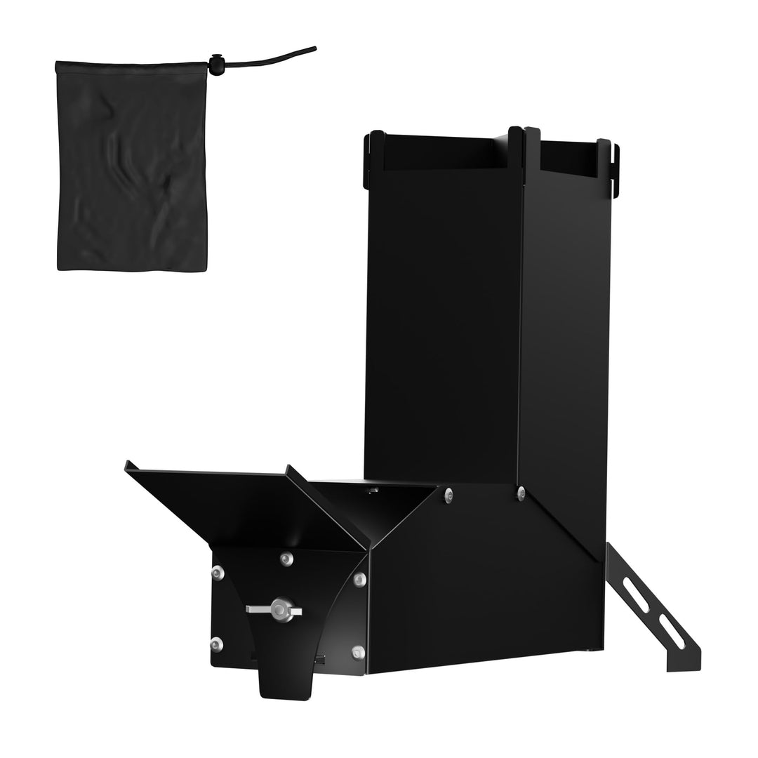 Raketenofen Edelstahl Camping Holzofen & Feuerschale mit Tasche, vielseitiger Tragbar Campingofen, K