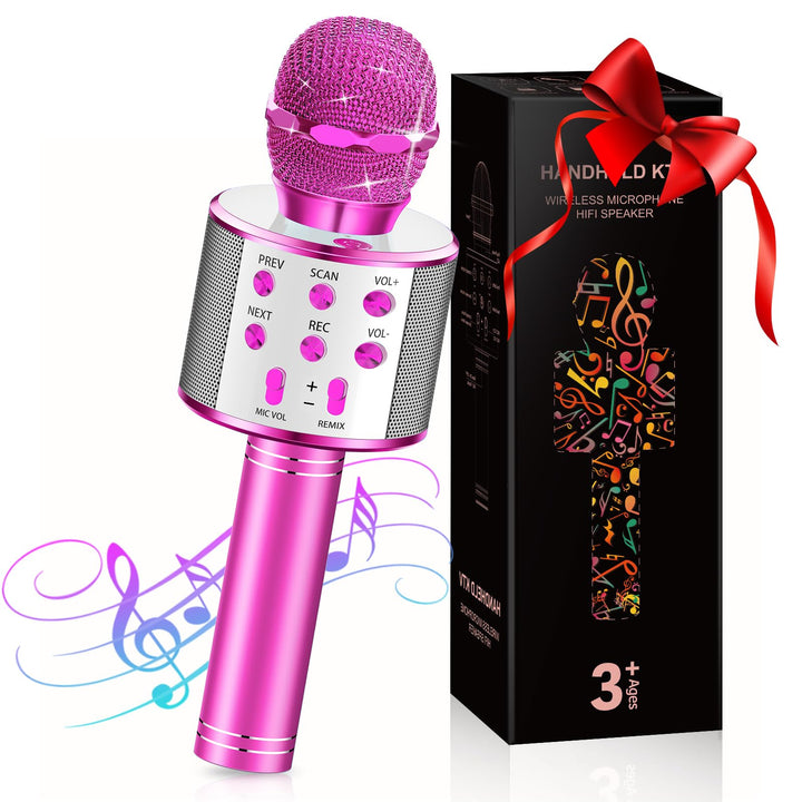 Karaoke Mikrofon Geschenke Mädchen 4-12 Jahre, Bluetooth Mikrofon Kinder Spielzeug ab 3-12 Jahre Spi