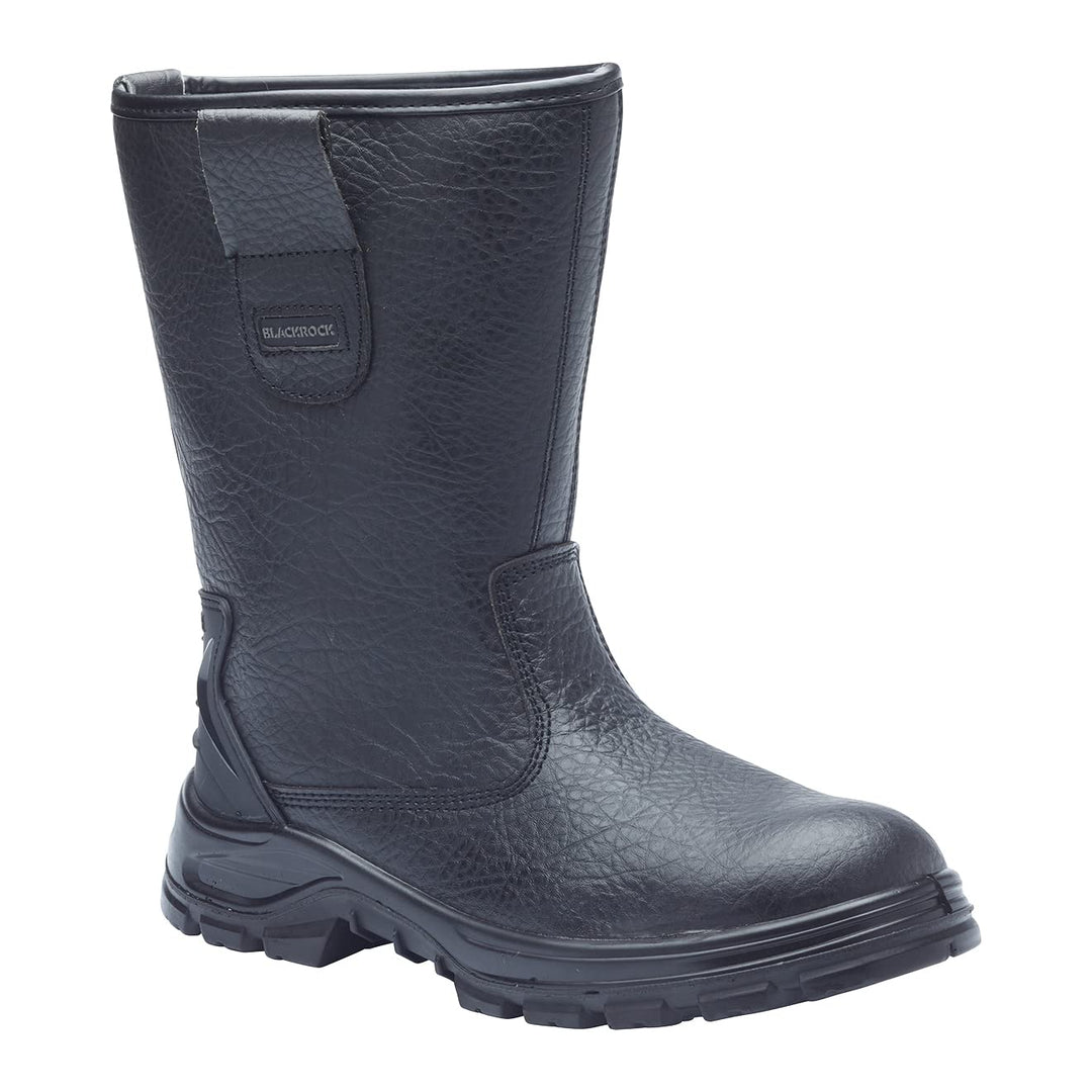 Blackrock S1-P SRC Sicherheits-Arbeitsstiefel, Herren/Damen, Stahlkappe, schwarzes Leder, Arbeitssti
