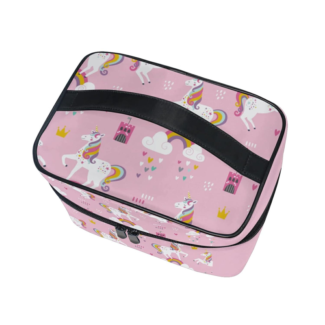 Mädchen Einhorn Regenbogen Rosa Makeup Tasche Organizer Kosmetikkoffer Kosmetiktasche Kulturbeutel G