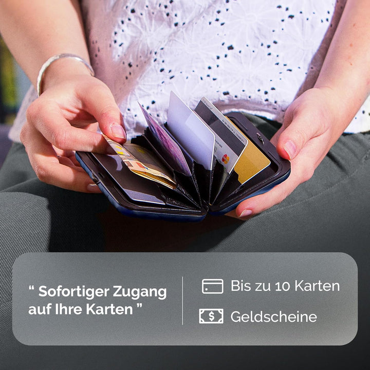 ÖGON Smart Wallets - Aluminium Geldbörse Quilted Button für Damen - RFID-Schutz - Bis zu 10 Karten u