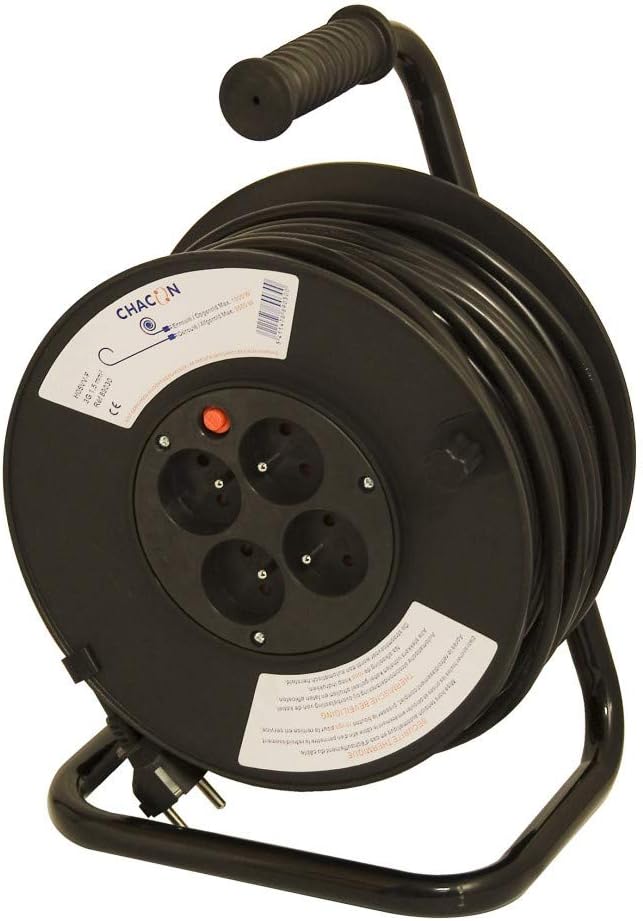 Chacon 89030 Kabeltrommel, 4 x 16 A, 3 x G, 1,5 mm, 40 m, Schwarz