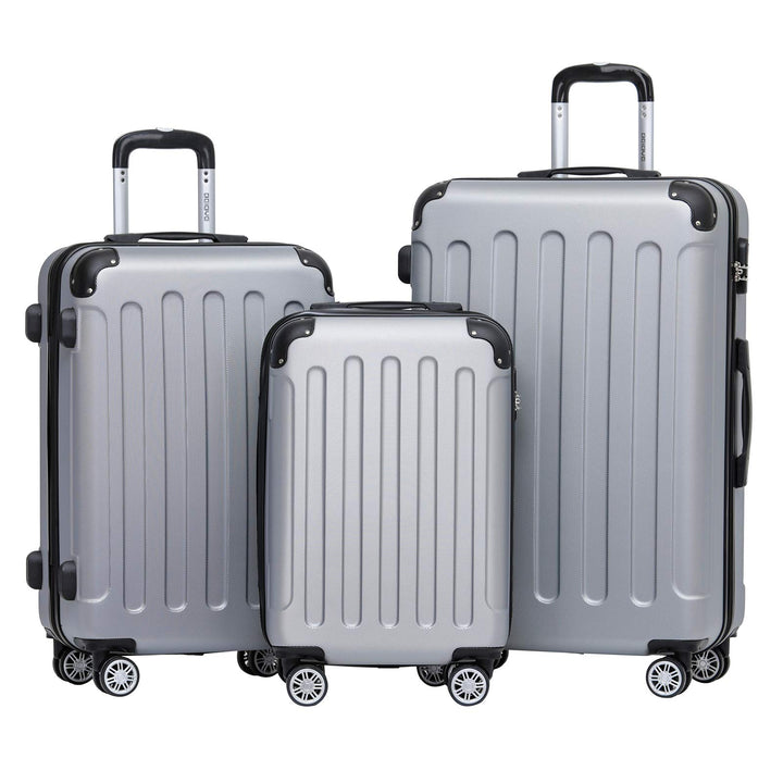 BEIBYE- Hartschalenkoffer Koffer Trolley Rollkoffer Reisekoffer Zahlenschloss 4 Zwilings-Rollen (Sil