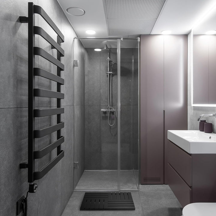 Relaxdays Bambus Badematte, 61 x 40 cm, rutschfeste Duschmatte für Badewanne, Dusche, Sauna, Indoor