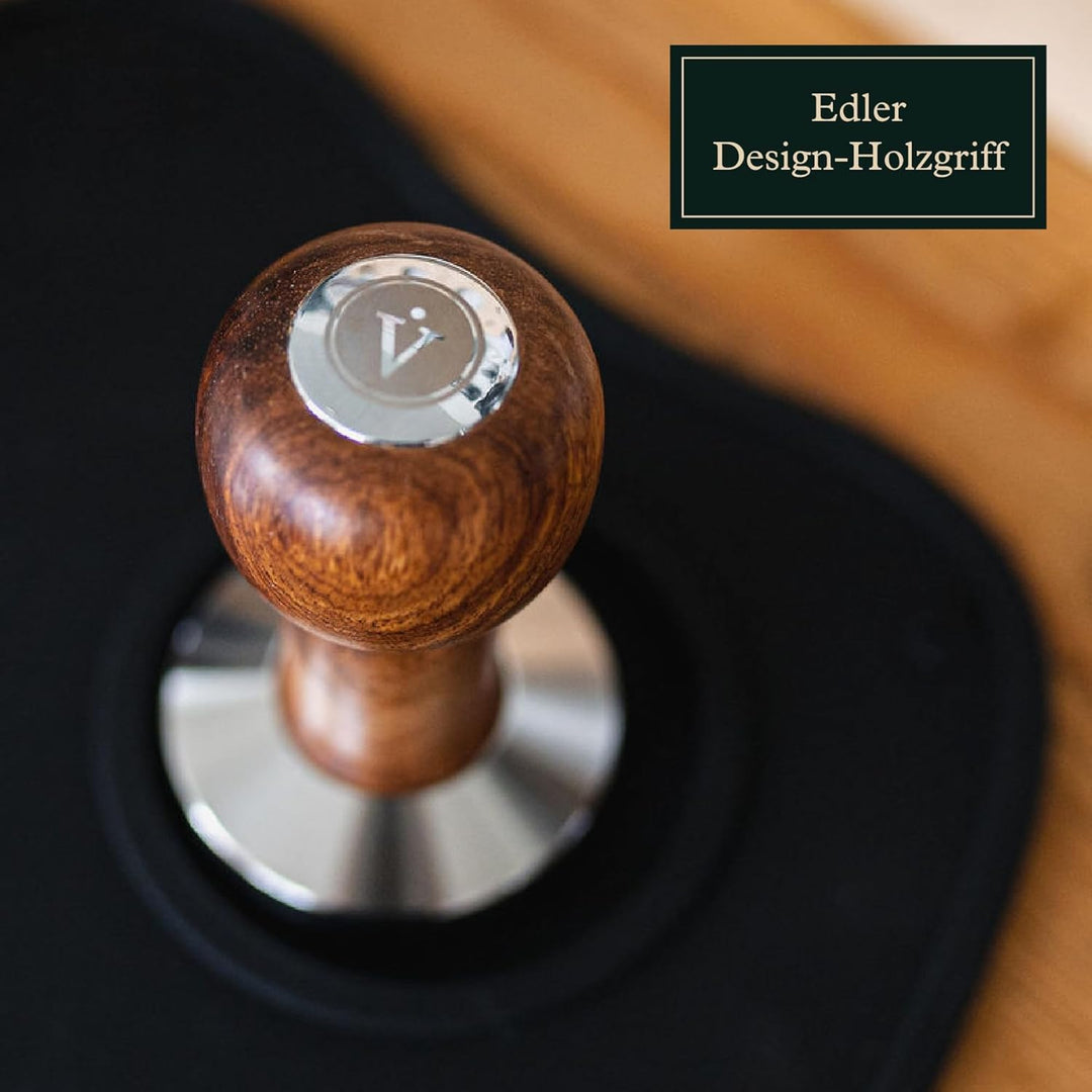 Tamper Set 51mm – hochwertiger Espresso Temper & stilvoller Holzgriff inkl. Schützender Tamping-Matt