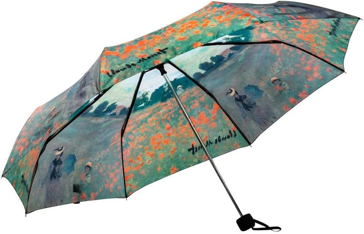 LUCKYWEATHER Regenschirm Taschenschirm Mini Damen Motiv Monet Mohnblumenfeld I Taschenschirme klein
