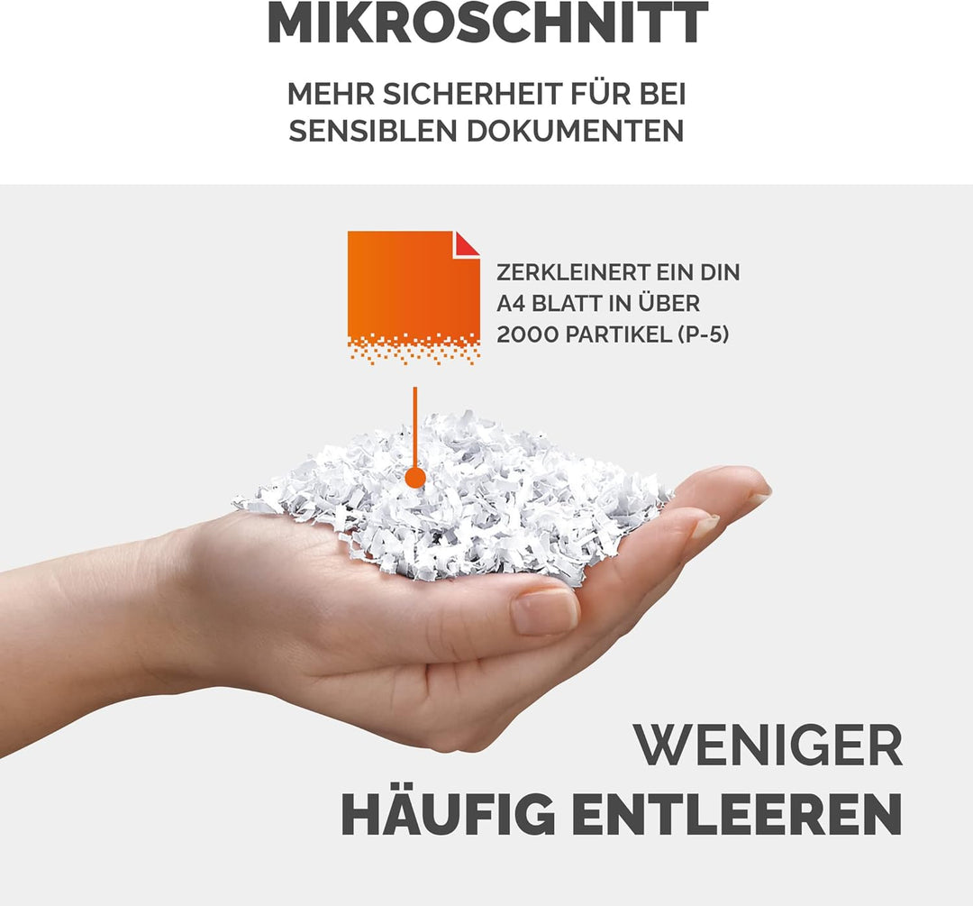 Sicherheitsstufe P5 Aktenvernichter: Fellowes Microcut (2000+ Partikel/A4), 10 Blatt, Powershred 10M