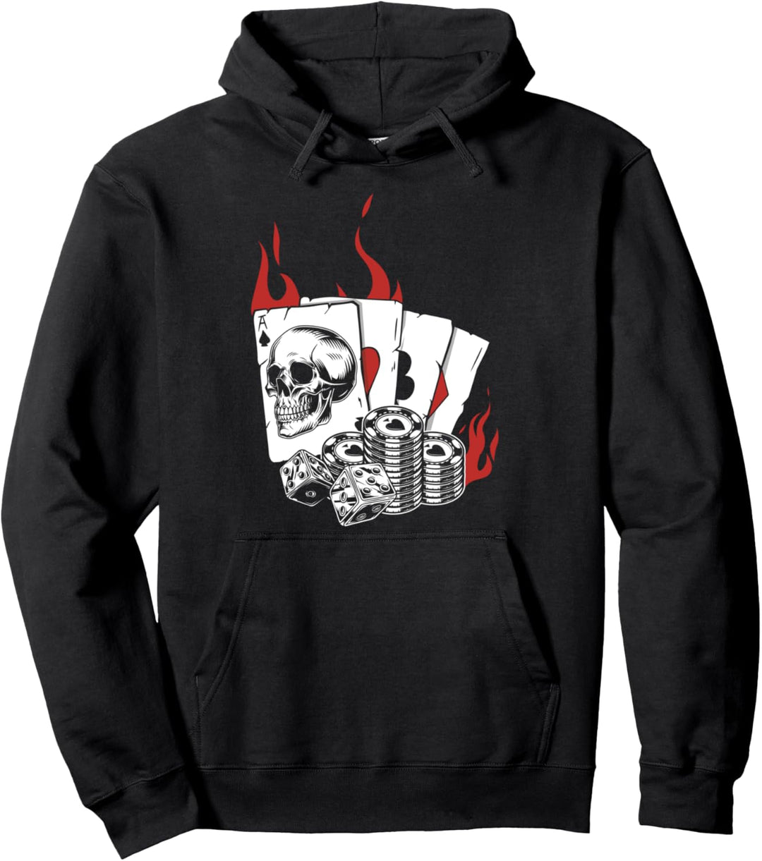 Schädel Totenkopf Spielkarten Pokerspiel Poker Chips Würfel Pullover Hoodie