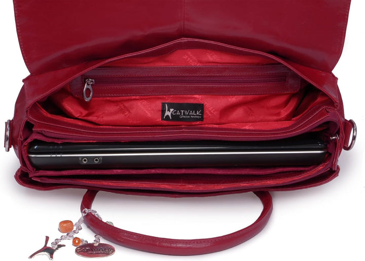 Catwalk Collection Handbags - Leder - Übergrosse Laptoptasche Schultasche/Organizer/Arbeitstasche/Ak