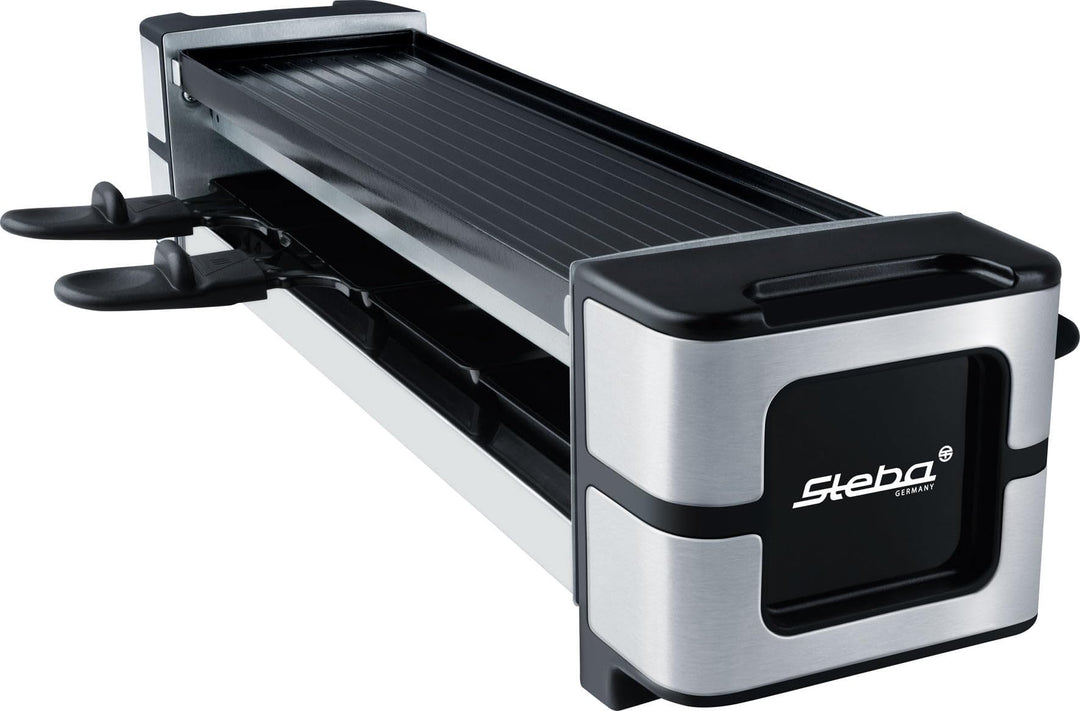 Steba RC 140 Guss-Raclette – PFAS-freie keramikbeschichtete Grillplatte, wendbar, 4 antihaft Pfännch
