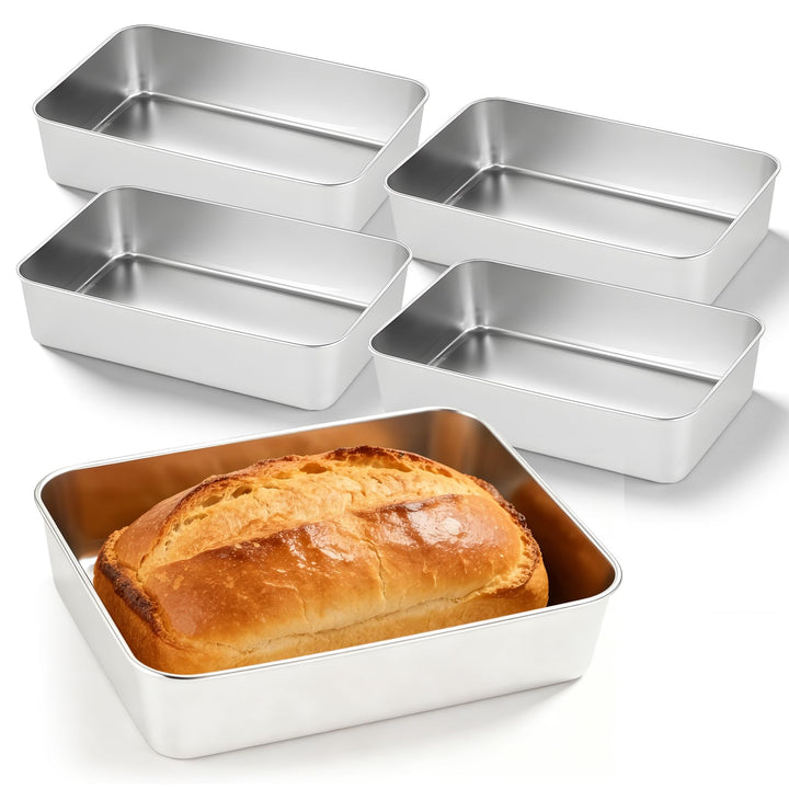SUNOYA Brotbackform, 4er Set Edelstahl Kastenform Brot, Backform Rechteckig, Edelstahl Backform für