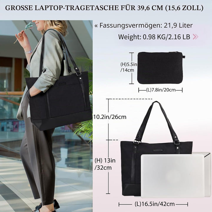 VX VONXURY Laptop Handtasche Damen Laptoptasche,15,6 Zoll Computer Umhängetasche Lehrer Arbeitstasch